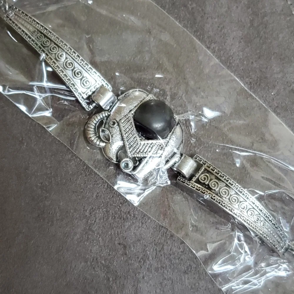 Metal Elephant Semi-Precious Stone Bracelet